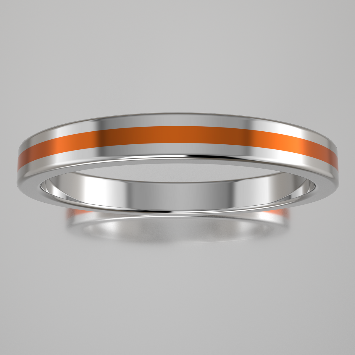 Polished Sterling Silver 2.5mm Stacking Ring Orange Resin