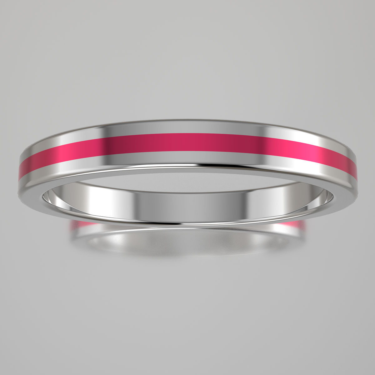 Polished Sterling Silver 2.5mm Stacking Ring Pink Resin