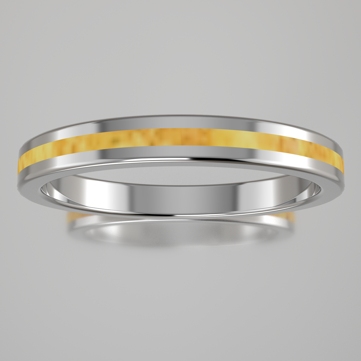 Polished Sterling Silver 2.5mm Stacking Ring Shimmer Gold Resin