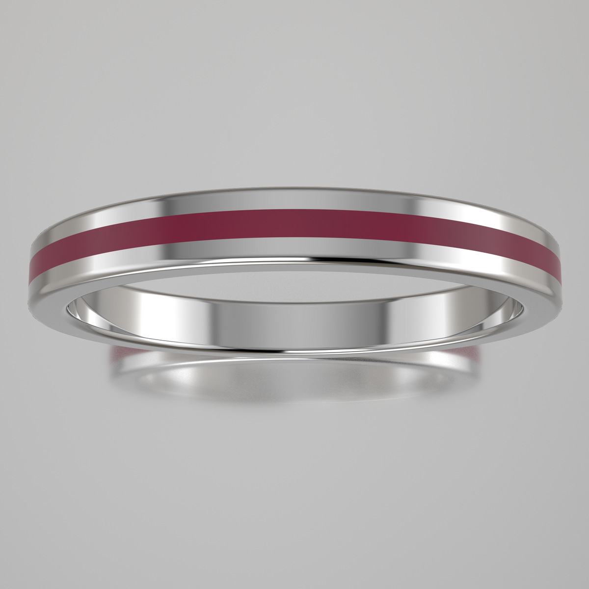 Polished Sterling Silver 2.5mm Stacking Ring Transparent Pink Resin