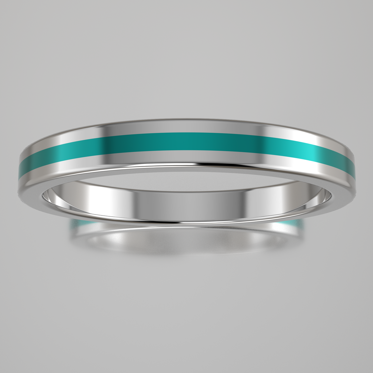 Polished Sterling Silver 2.5mm Stacking Ring Turquoise Resin