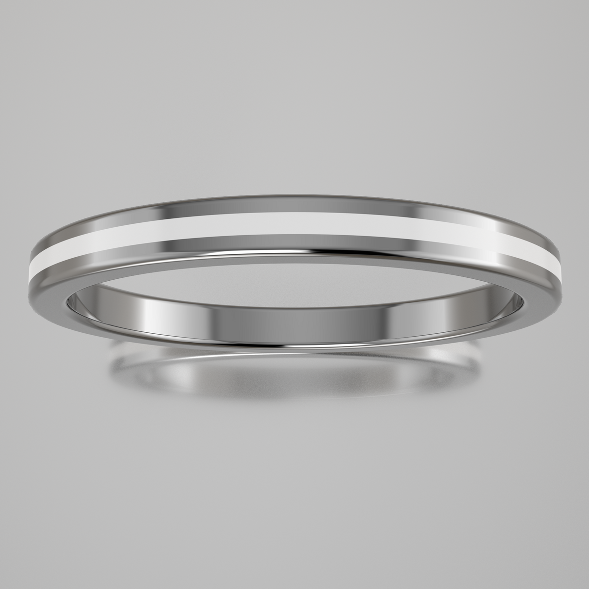 Polished Sterling Silver 2mm Stacking Ring White Resin