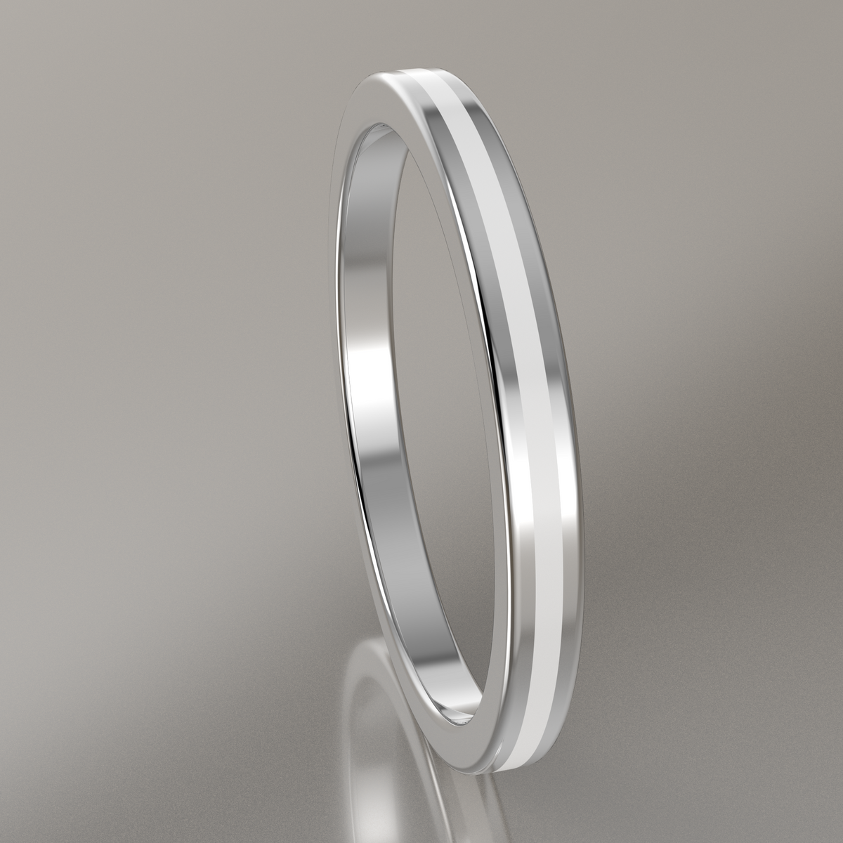 Polished Sterling Silver 2mm Stacking Ring White Resin