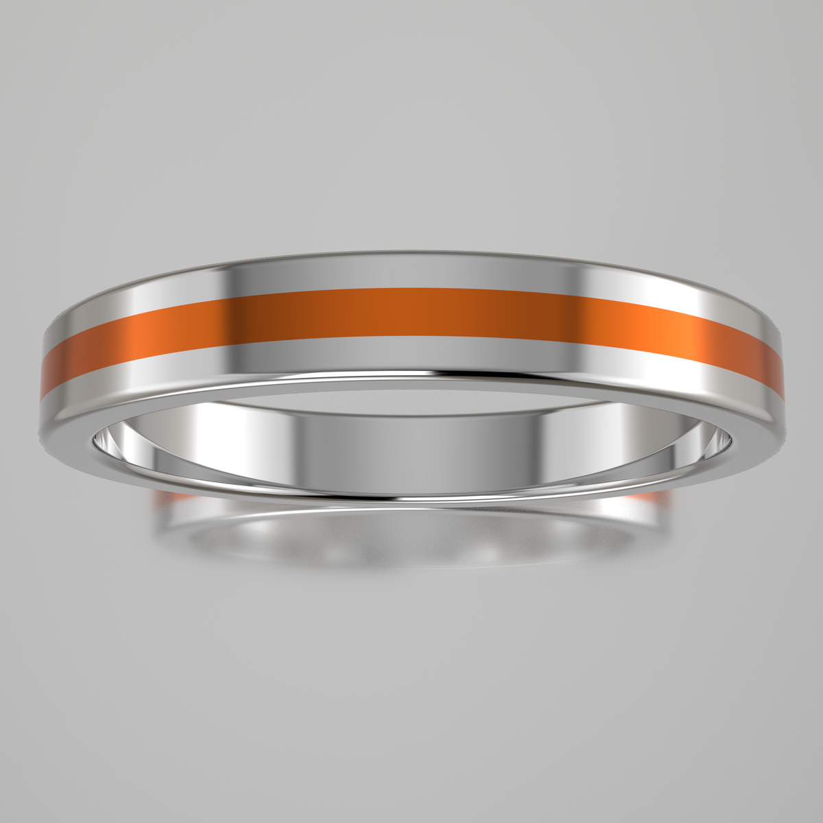Polished Sterling Silver 3mm Stacking Ring Orange Resin