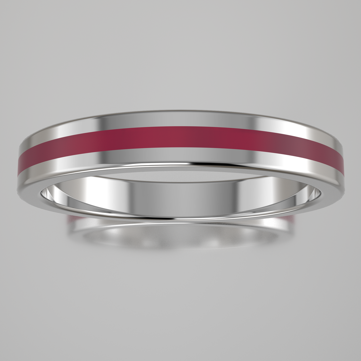 Polished Sterling Silver 3mm Stacking Ring Transparent Pink Resin