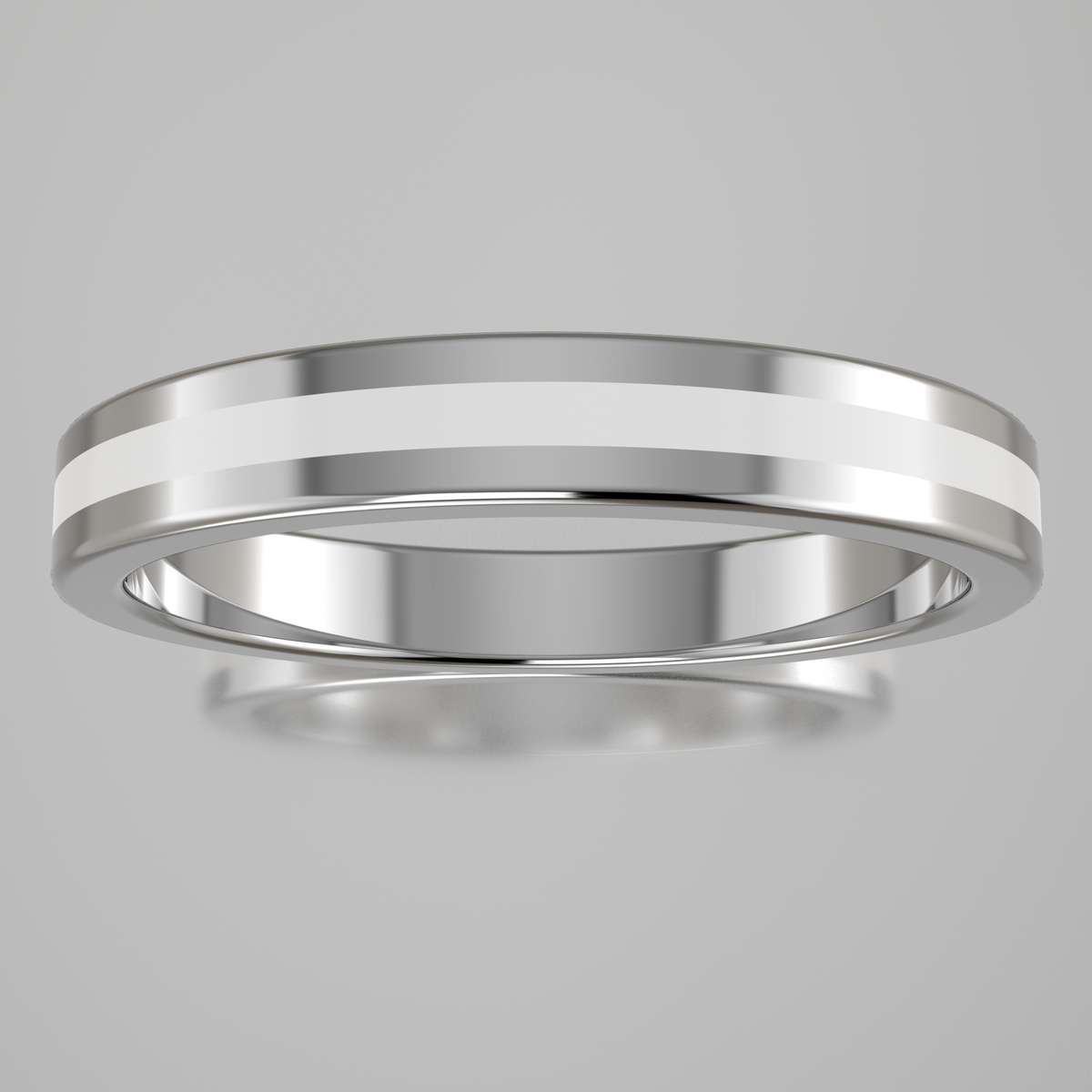 Polished Sterling Silver 3mm Stacking Ring White Resin