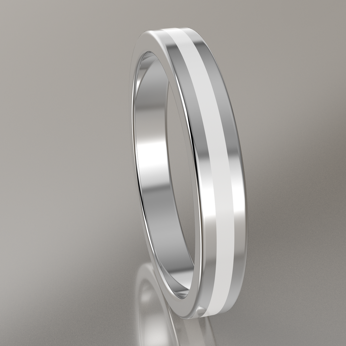 Polished Sterling Silver 3mm Stacking Ring White Resin