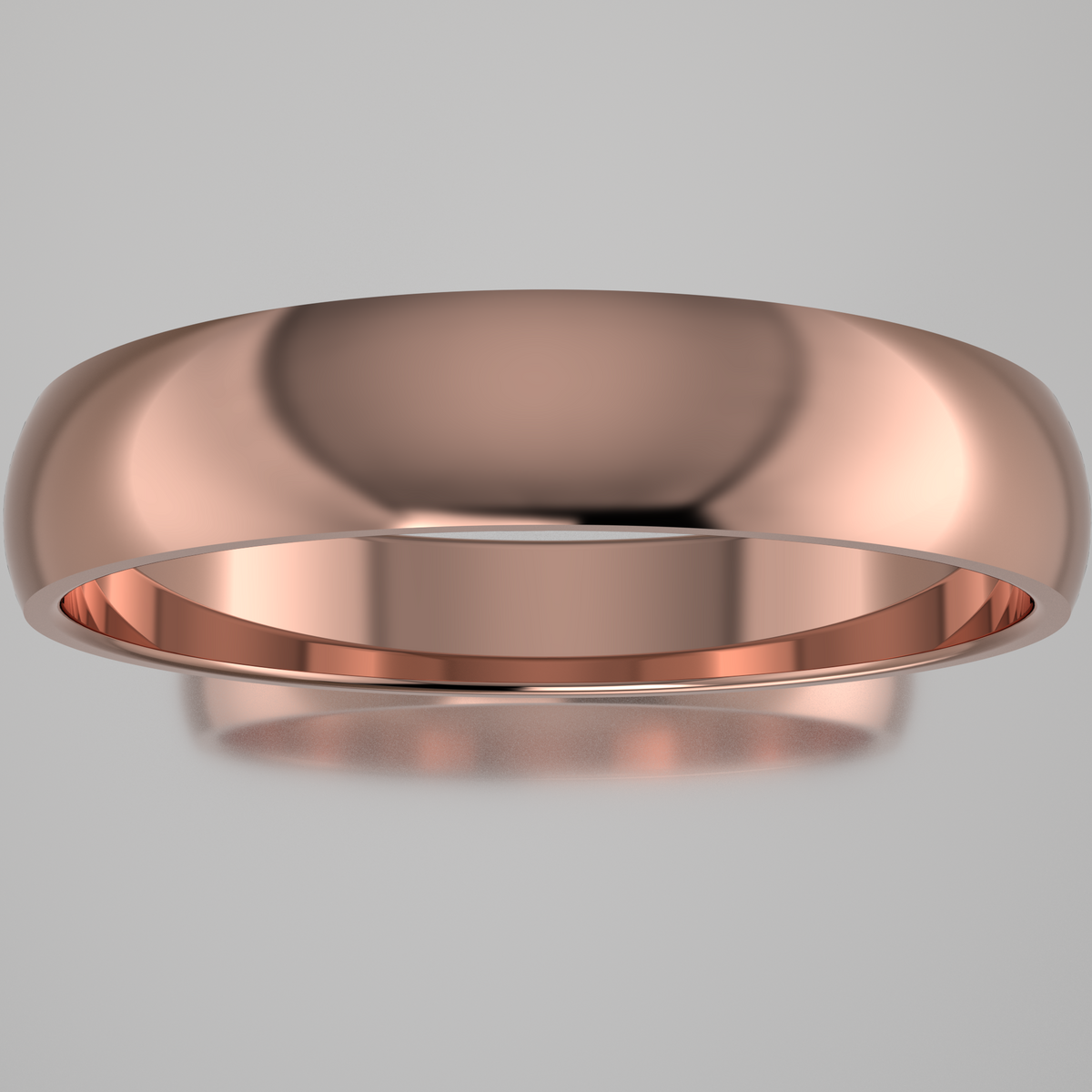 Polished Rose Gold 4mm Domed Wedding Band