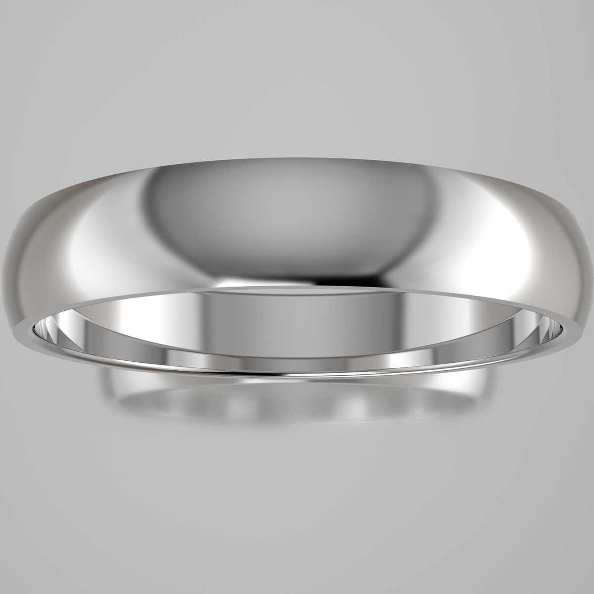 Polished White Gold 4mm Domed Wedding Band