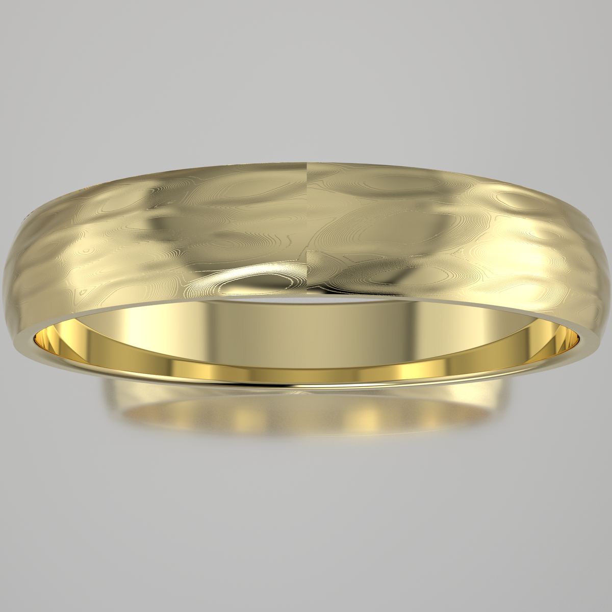 Hammered Yellow Gold 4mm Domed Wedding Band