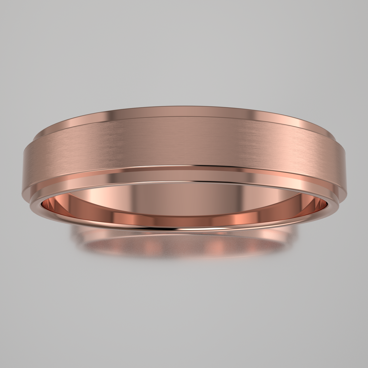 Brushed Rose Gold 4mm Step Edge Wedding Band