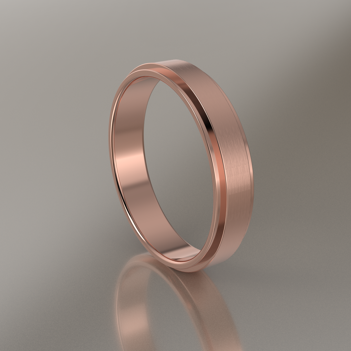 Brushed Rose Gold 4mm Step Edge Wedding Band