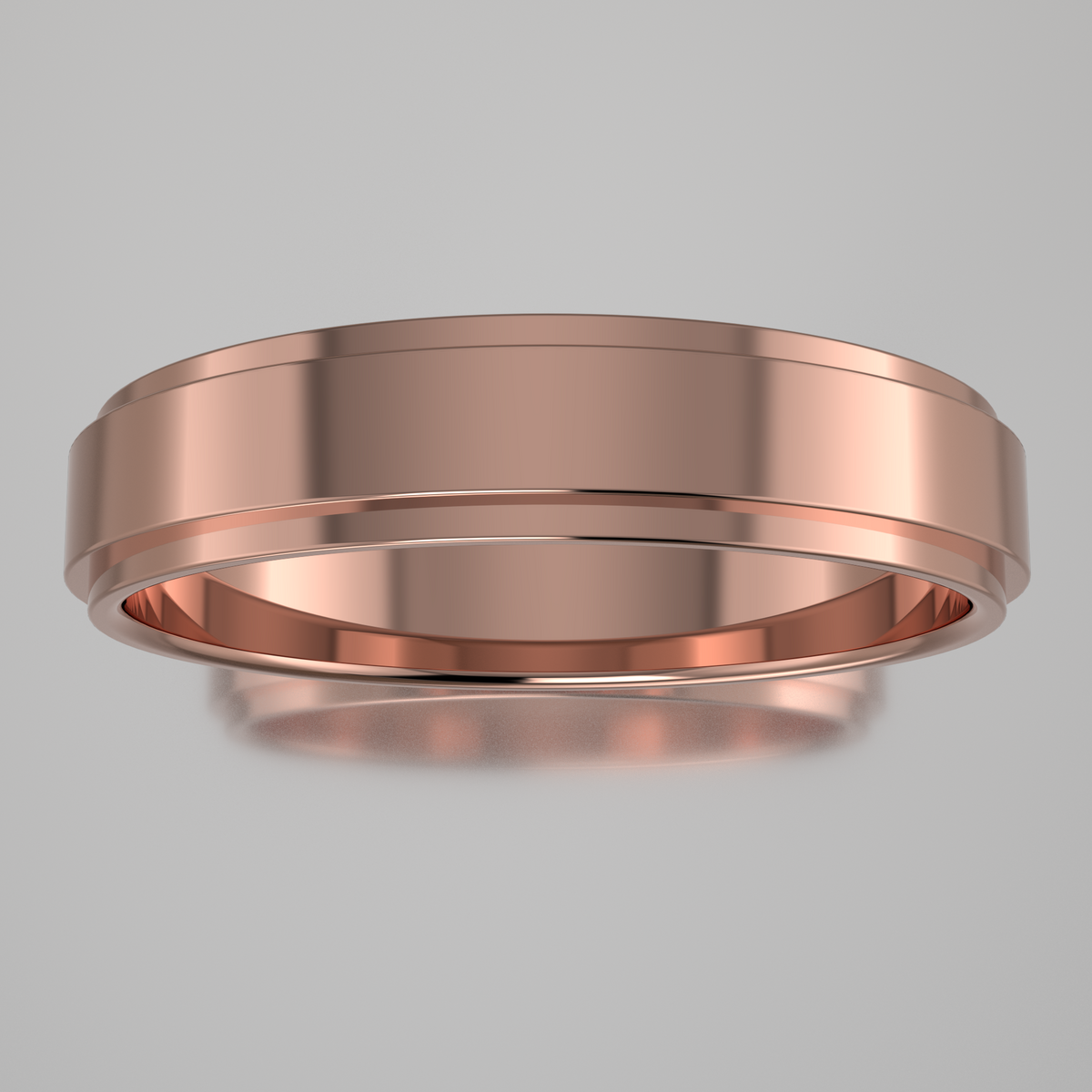 Polished Rose Gold 4mm Step Edge Wedding Band