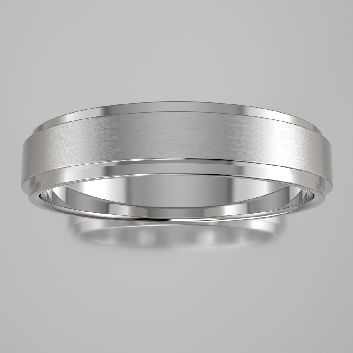 Brushed White Gold 4mm Step Edge Wedding Band
