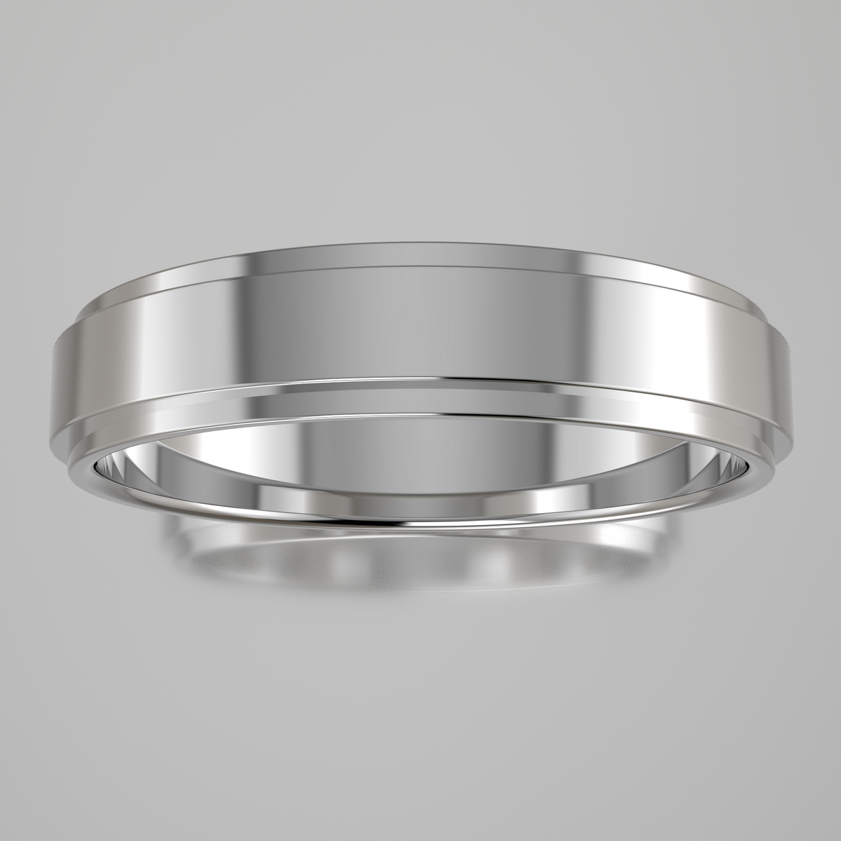 Polished White Gold 4mm Step Edge Wedding Band