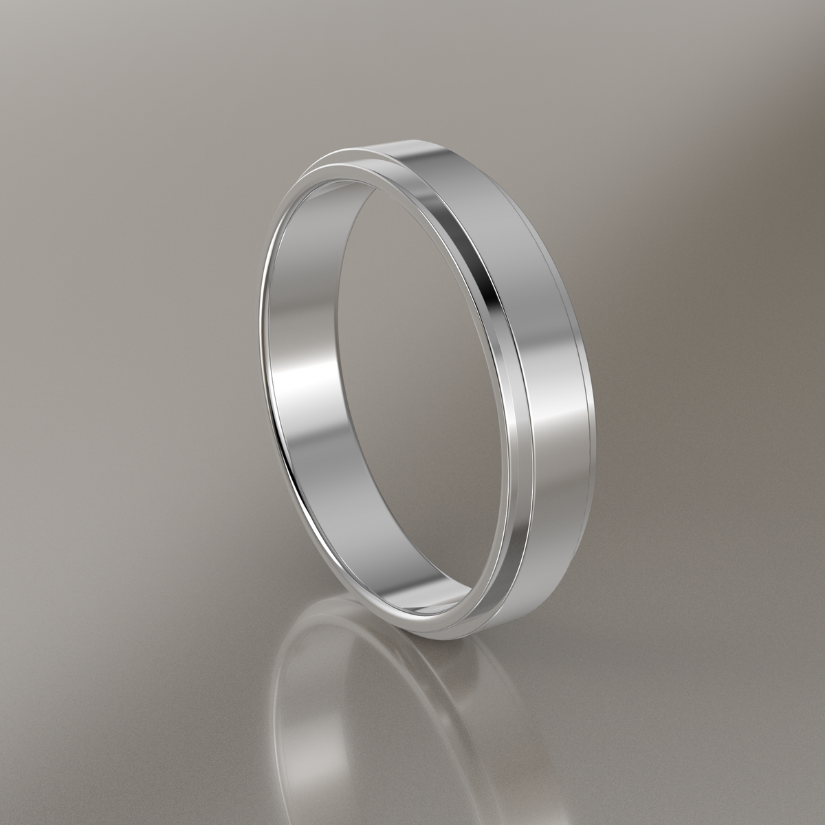 Polished White Gold 4mm Step Edge Wedding Band