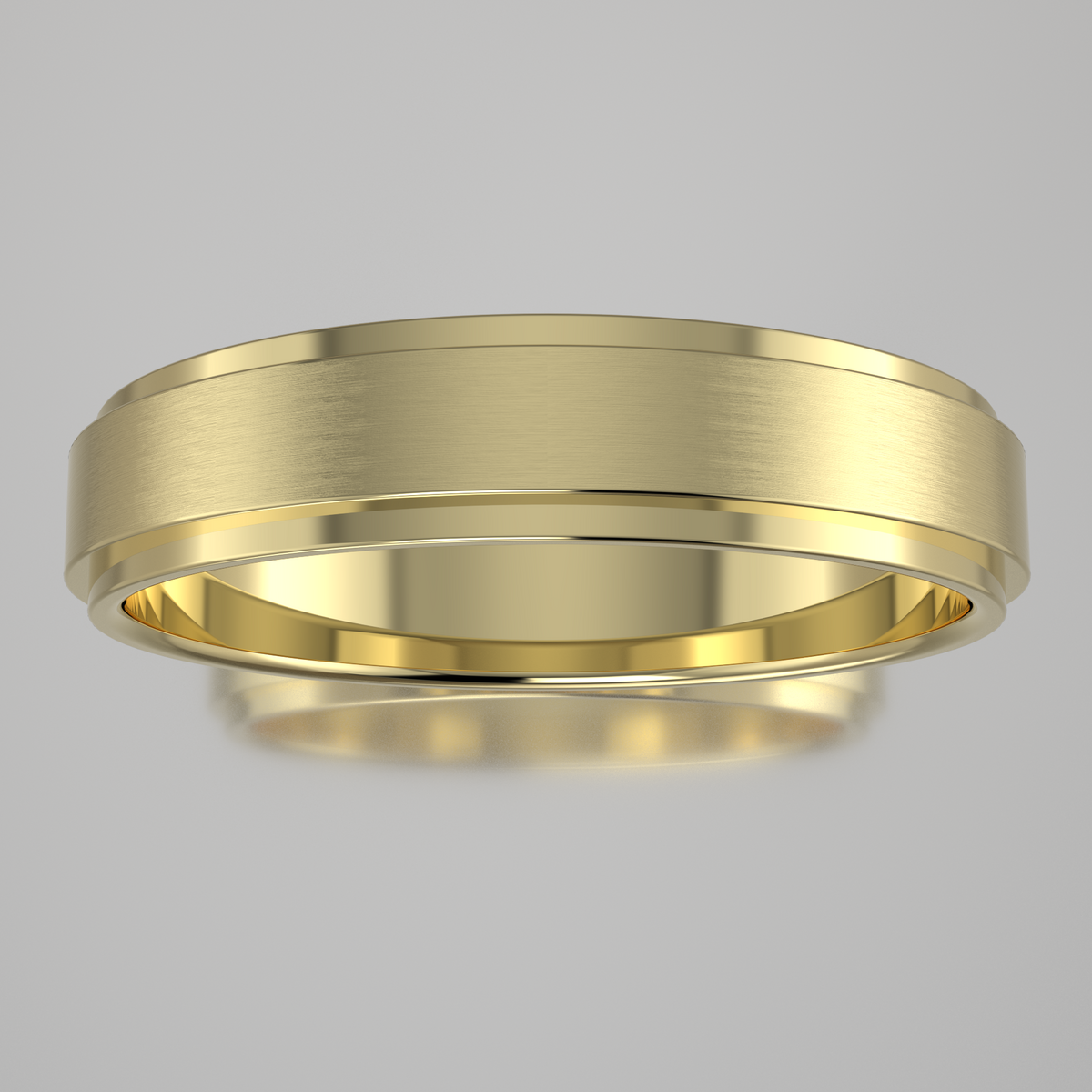 Brushed Yellow Gold 4mm Step Edge Wedding Band