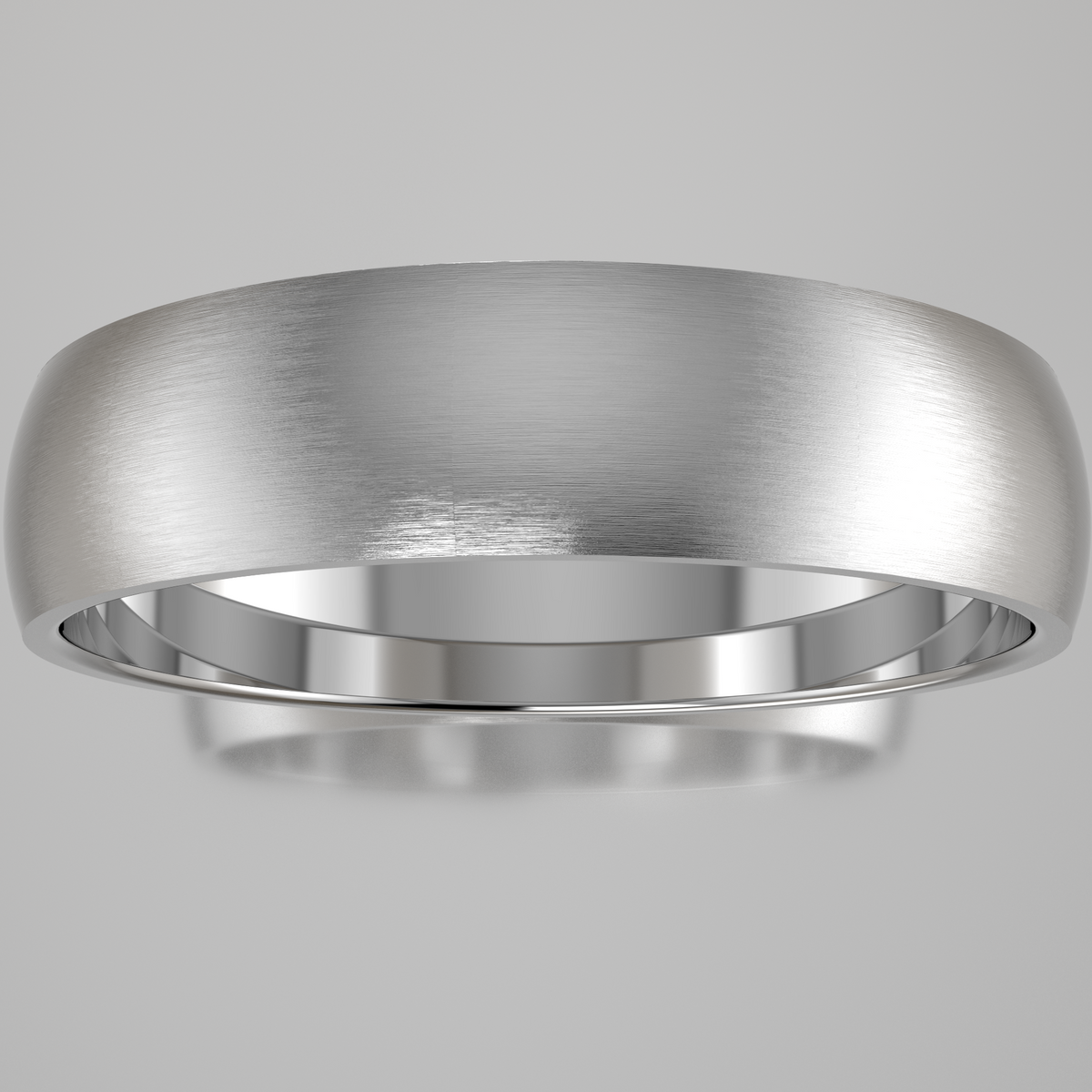 Brushed White Gold 5mm Domed Wedding Band