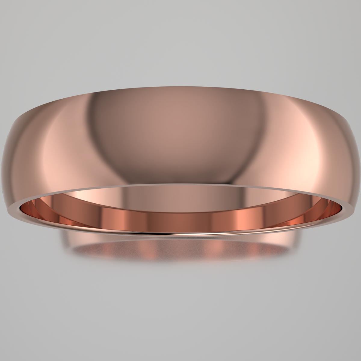 Polished Rose Gold 5mm Domed Wedding Band