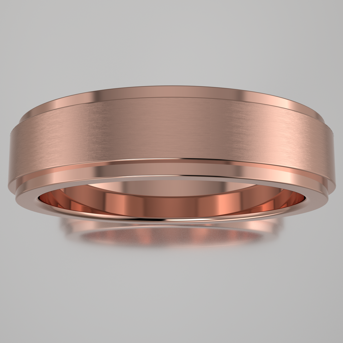 Brushed Rose Gold 5mm Step Edge Wedding Band