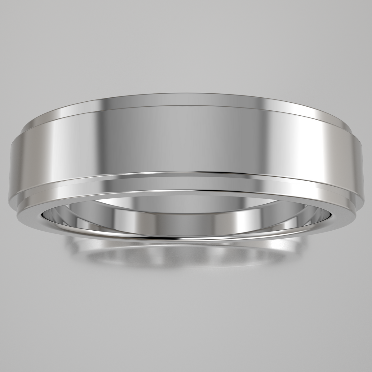 Polished White Gold 5mm Step Edge Wedding Band