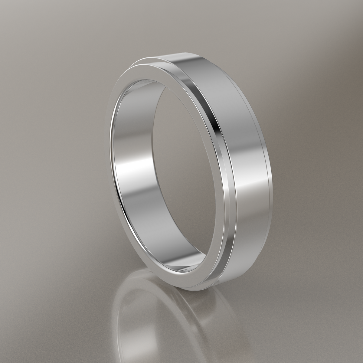 Polished White Gold 5mm Step Edge Wedding Band