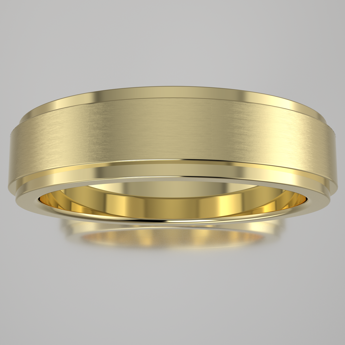 Brushed Yellow Gold 5mm Step Edge Wedding Band