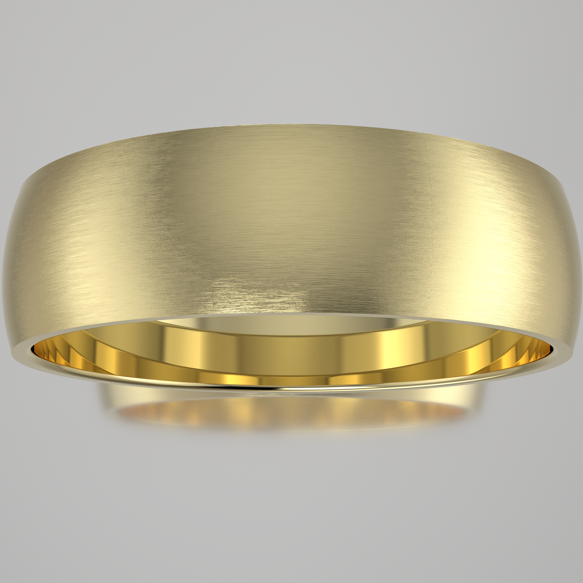 Brushed Yellow Gold 6mm Domed Wedding Band