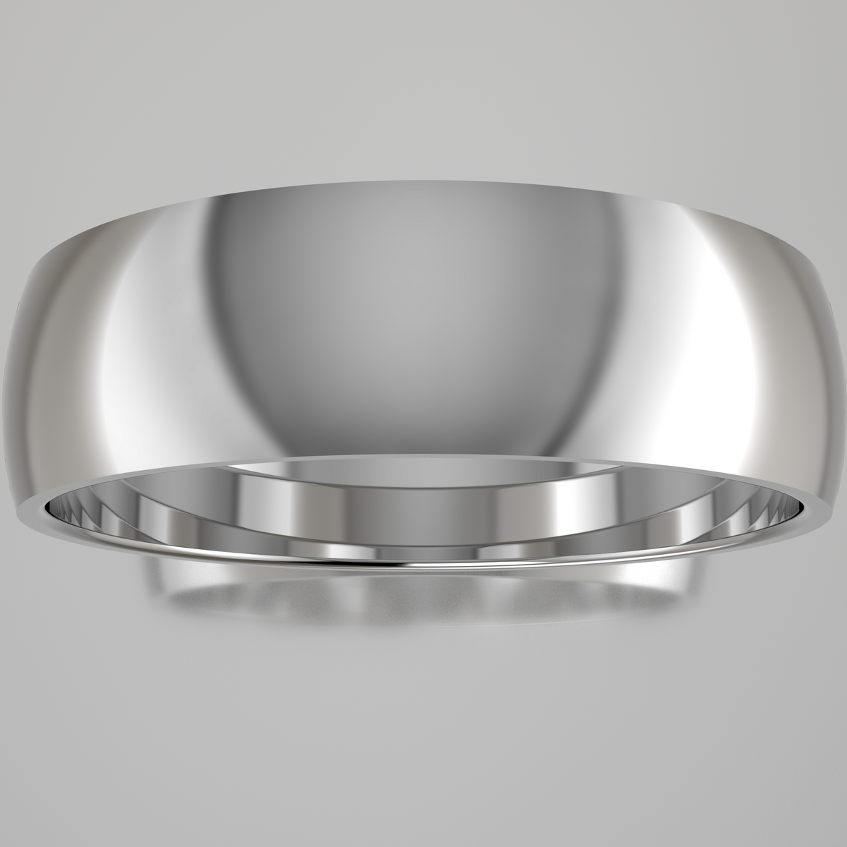 Polished White Gold 6mm Domed Wedding Band