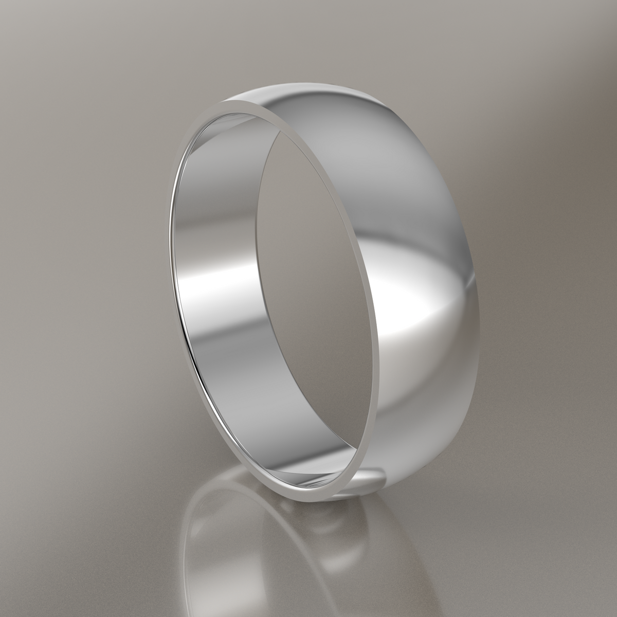 Polished White Gold 6mm Domed Wedding Band