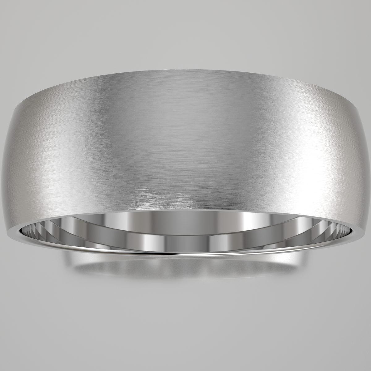 Brushed White Gold 7mm Domed Wedding Band