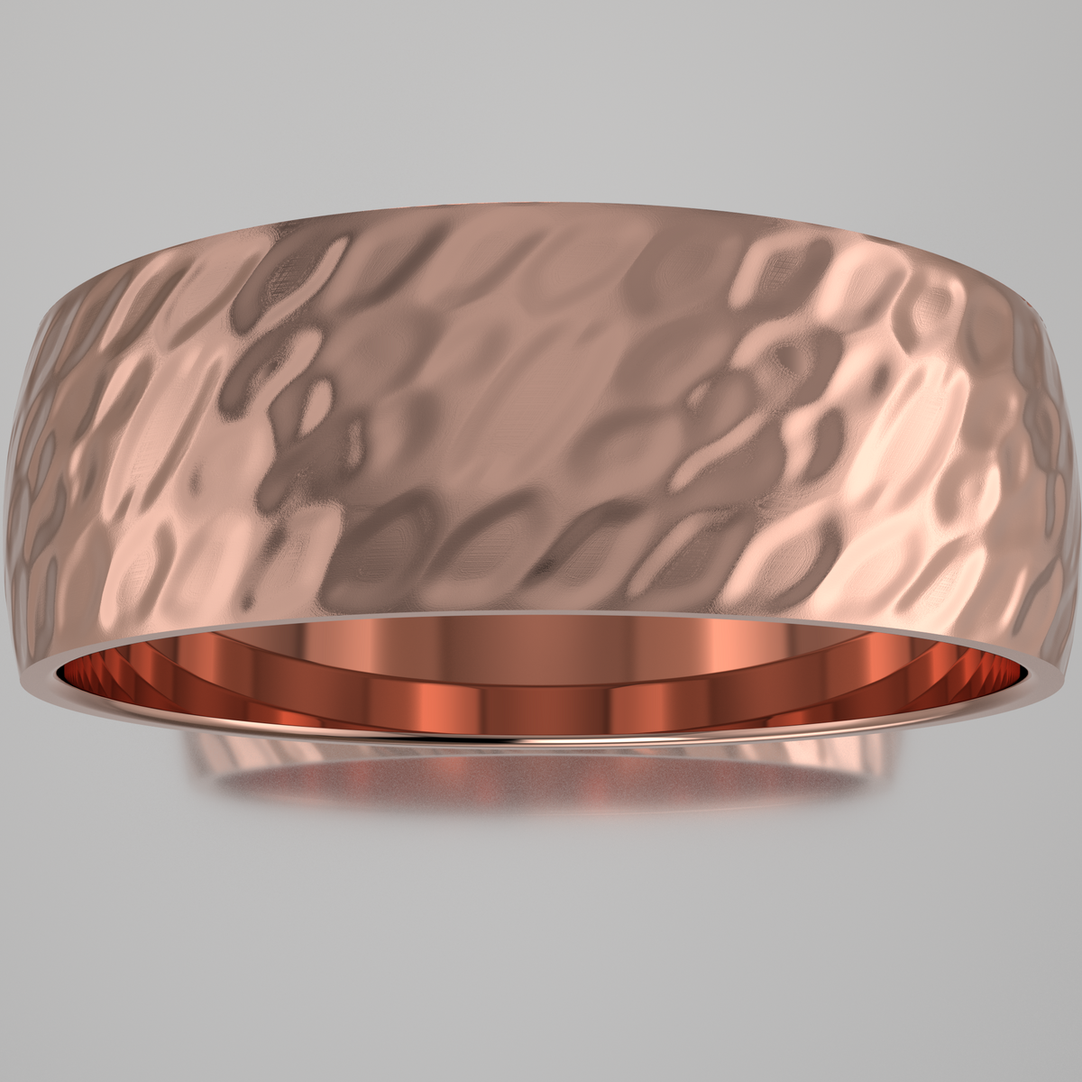 Hammered Rose Gold 7mm Domed Wedding Band