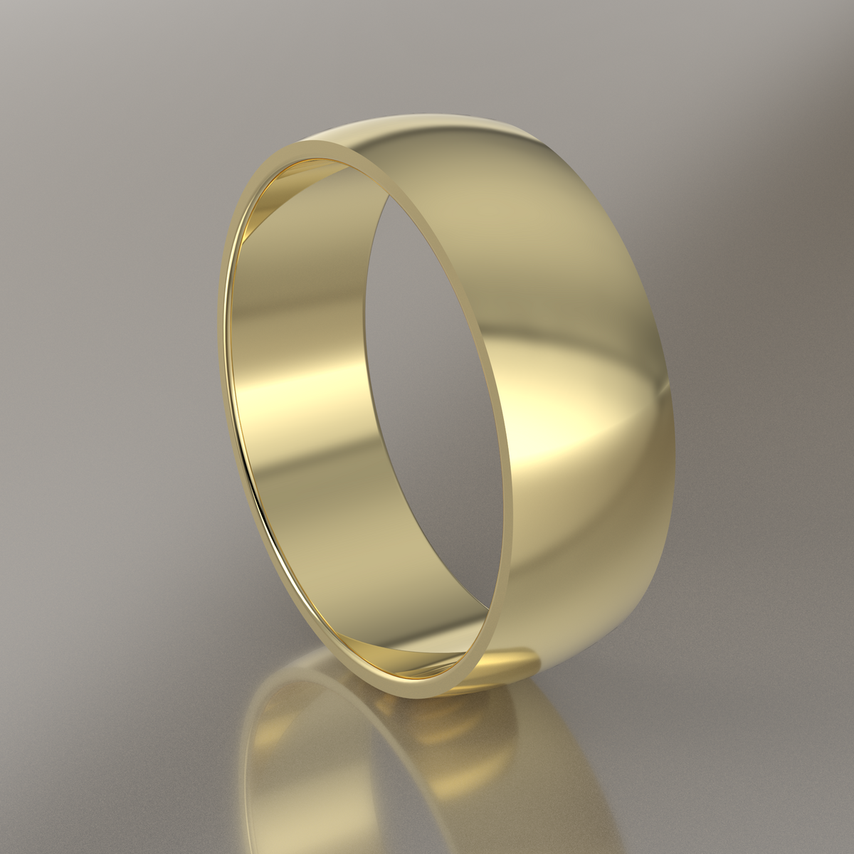 Polished Yellow Gold 7mm Domed Wedding Band