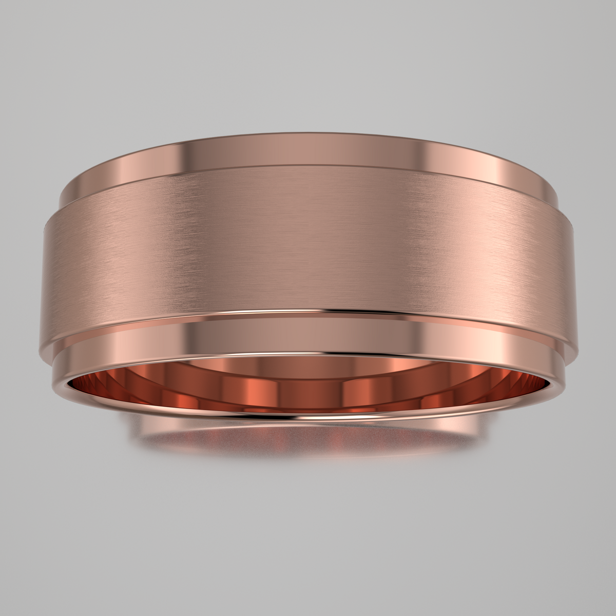 Brushed Rose Gold 7mm Step Edge Wedding Band