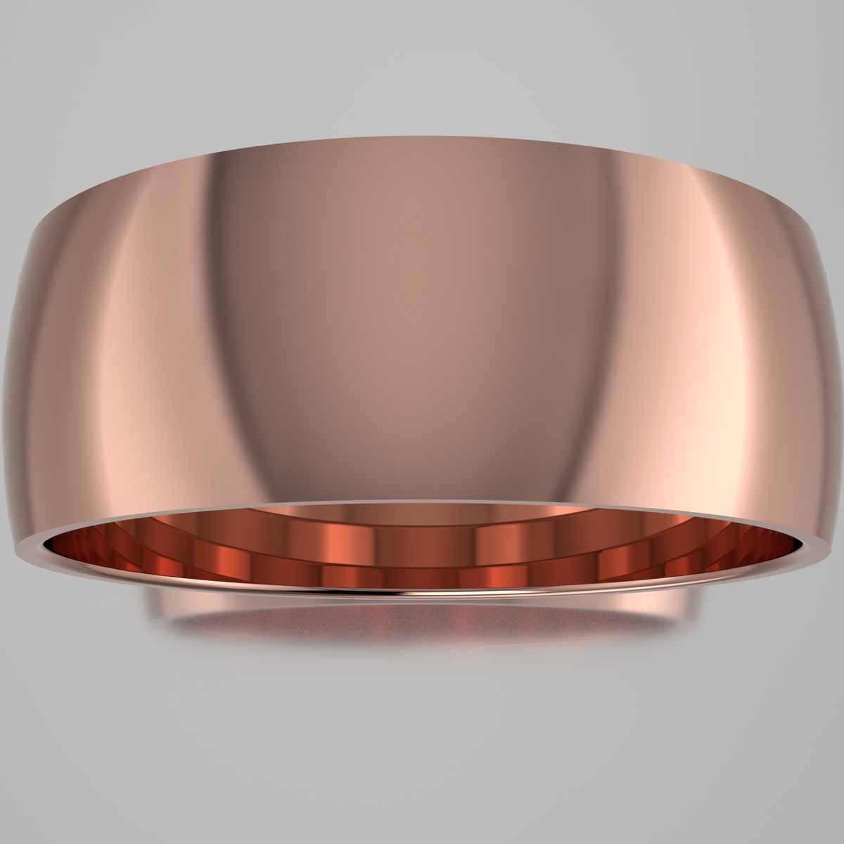 Polished Rose Gold 8mm Domed Wedding Band