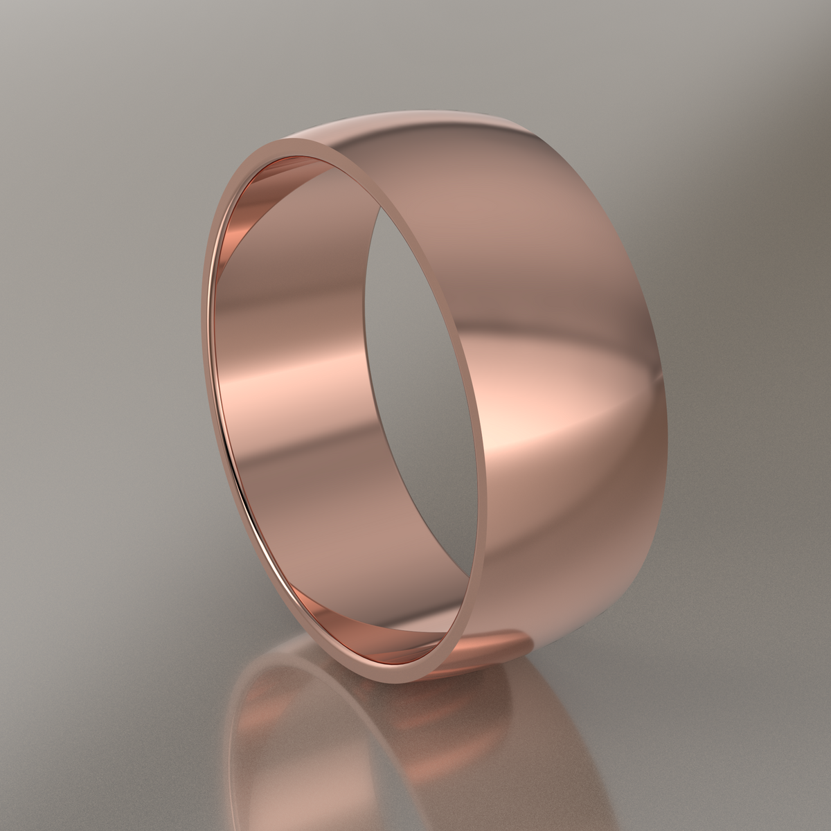 Polished Rose Gold 8mm Domed Wedding Band