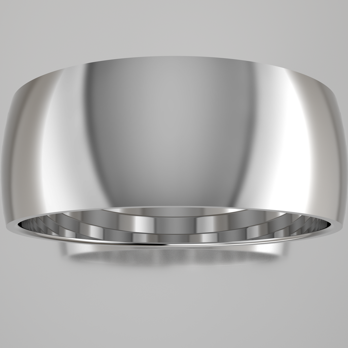 Polished White Gold 8mm Domed Wedding Band