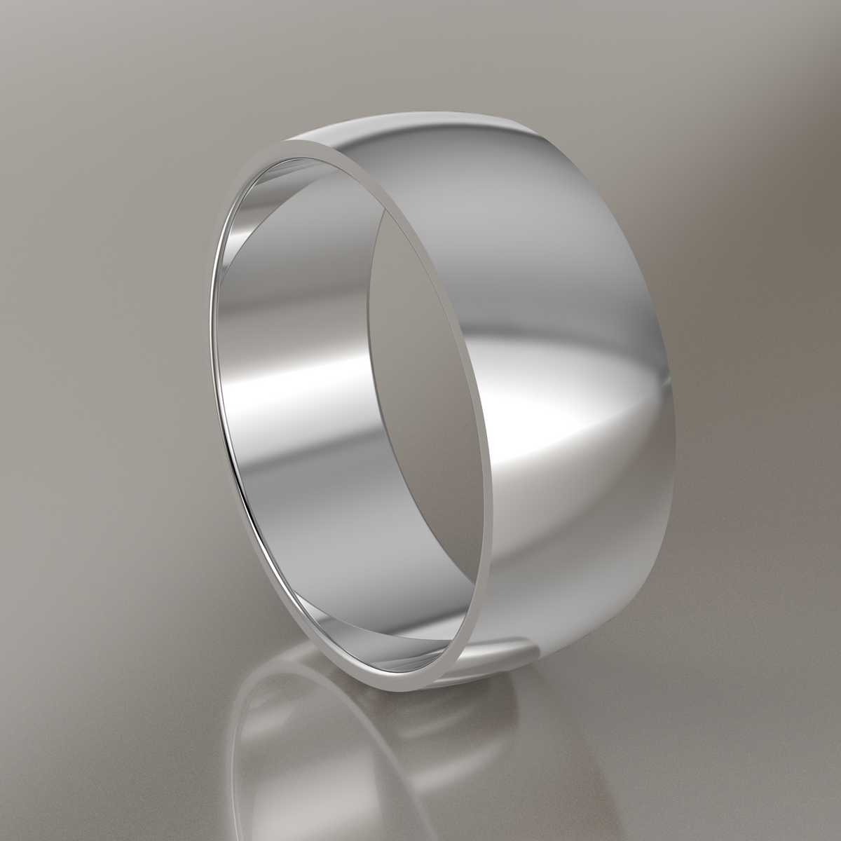 Polished White Gold 8mm Domed Wedding Band