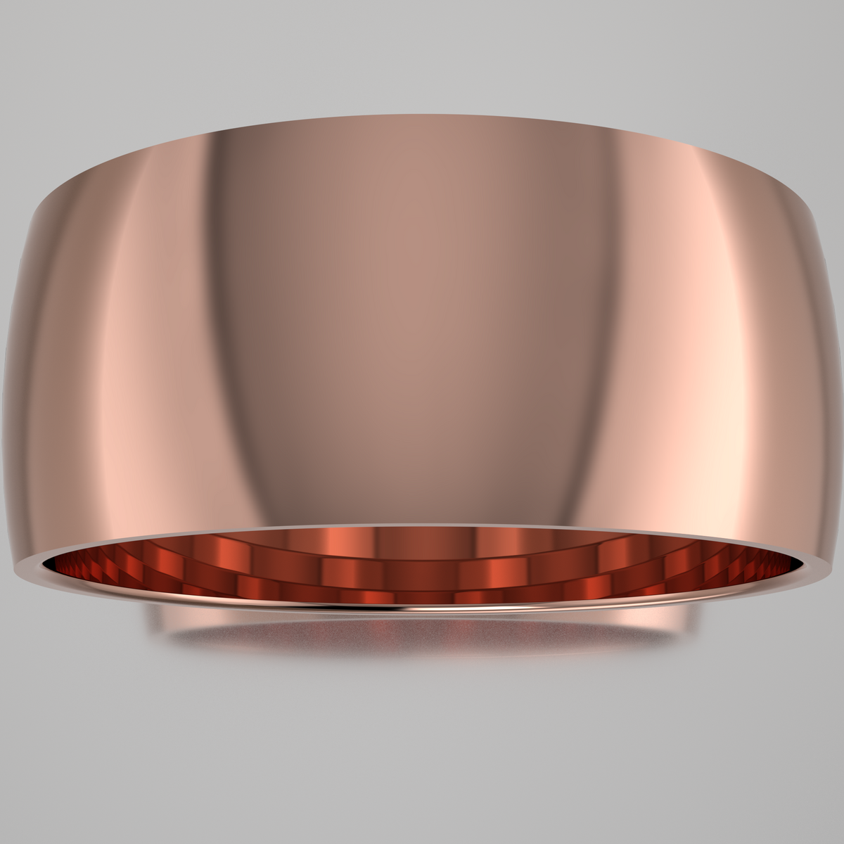 Polished Rose Gold 9mm Domed Wedding Band