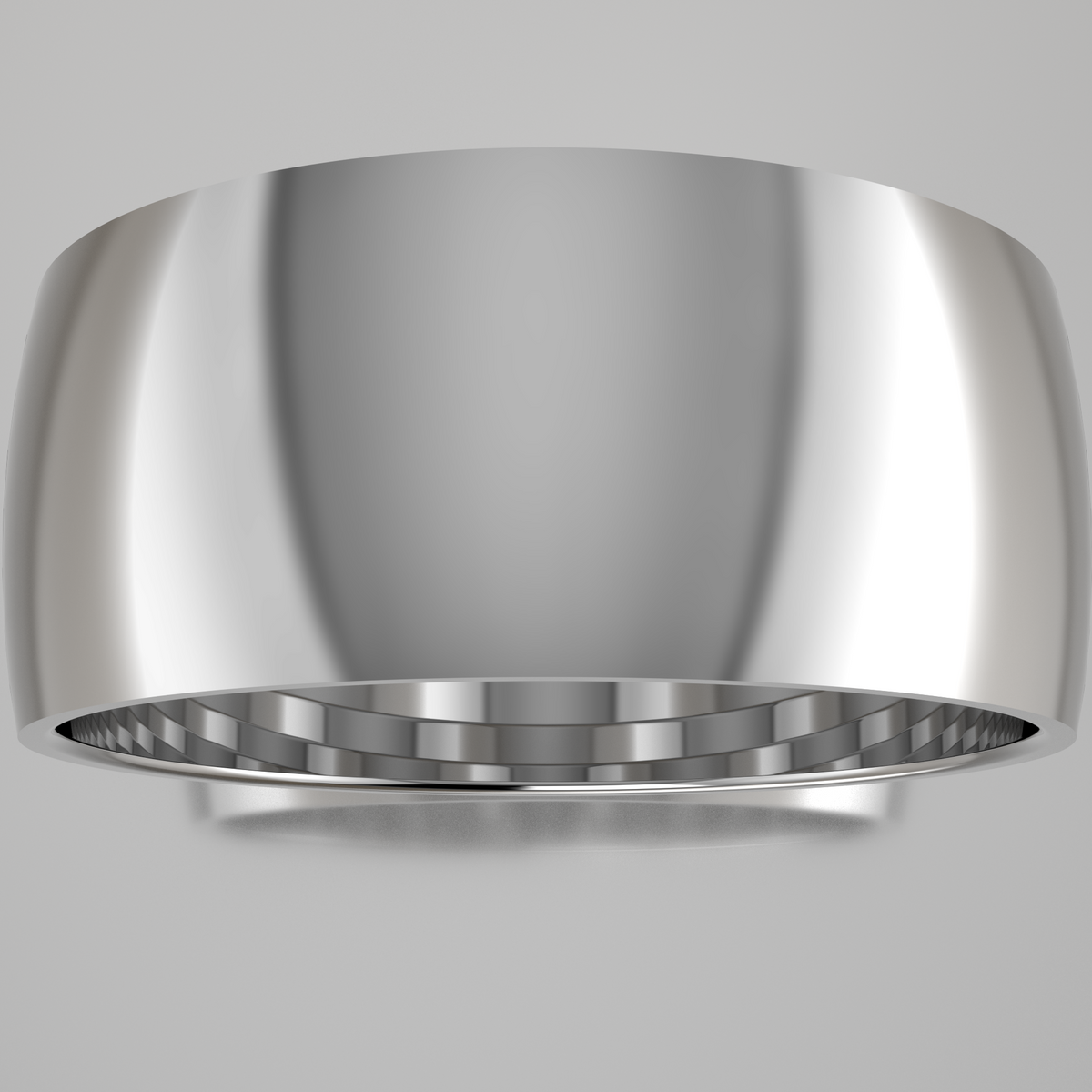 Polished White Gold 9mm Domed Wedding Band