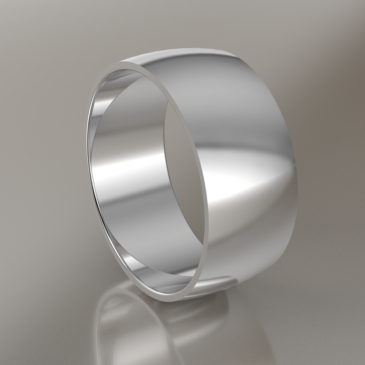 Polished White Gold 9mm Domed Wedding Band