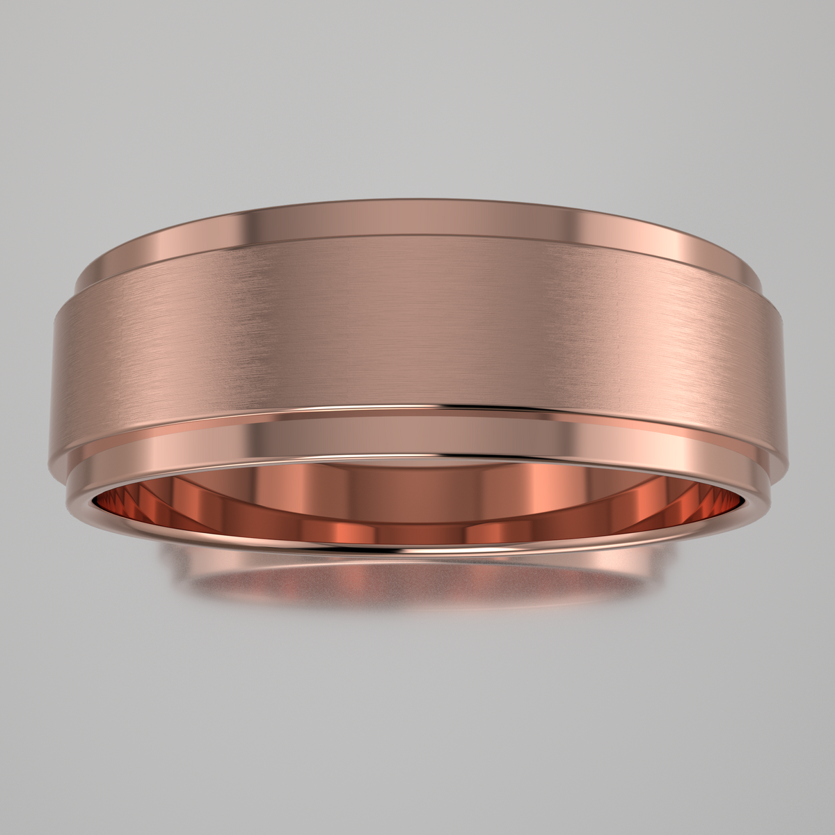Brushed Rose Gold 6mm Step Edge Wedding Band