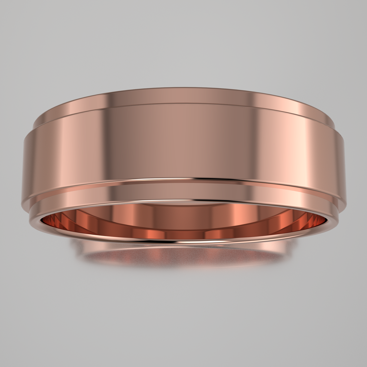 Polished Rose Gold 6mm Step Edge Wedding Band