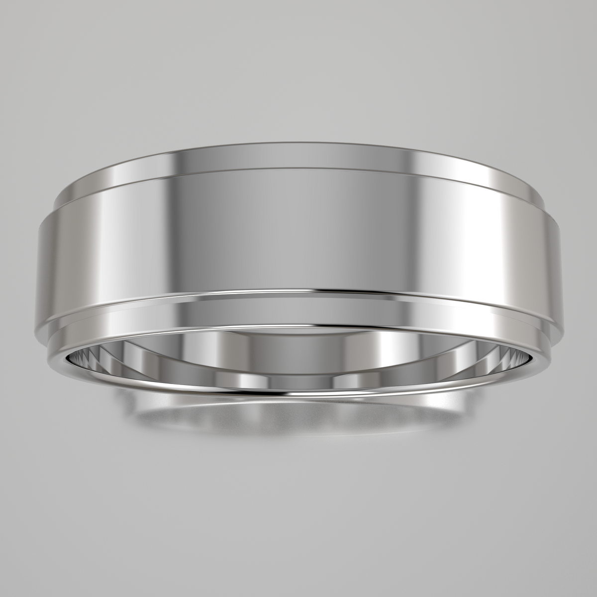 Polished White Gold 6mm Step Edge Wedding Band