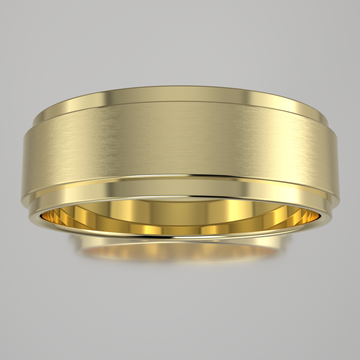 Brushed Yellow Gold 6mm Step Edge Wedding Band