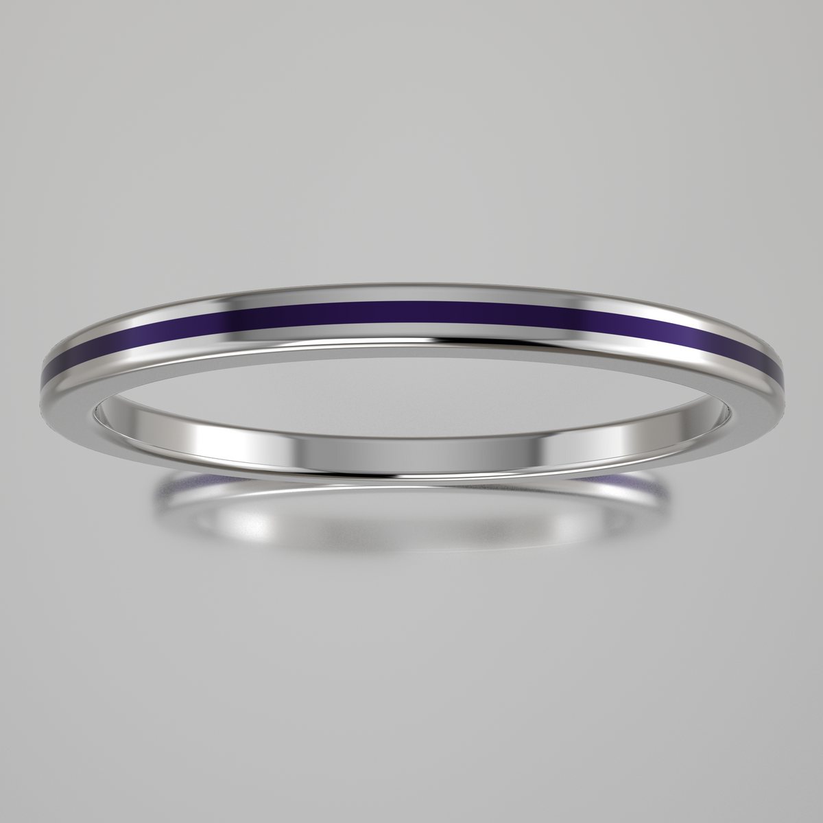 Polished Sterling Silver 1.5mm Stacking Ring Purple Resin