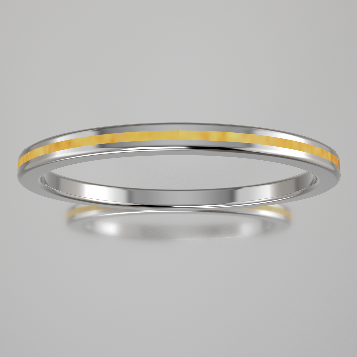 Polished Sterling Silver 1.5mm Stacking Ring Shimmer Gold Resin