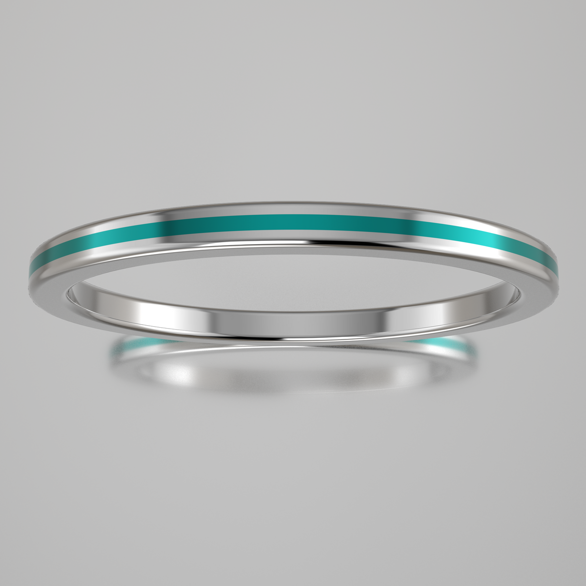 Polished Sterling Silver 1.5mm Stacking Ring Turquoise Resin