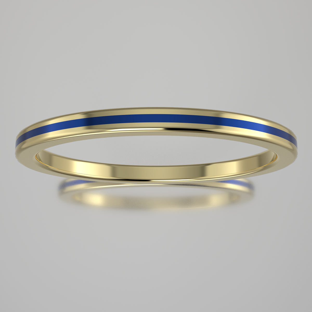 Polished Yellow Gold 1.5mm Stacking Ring Blue Resin