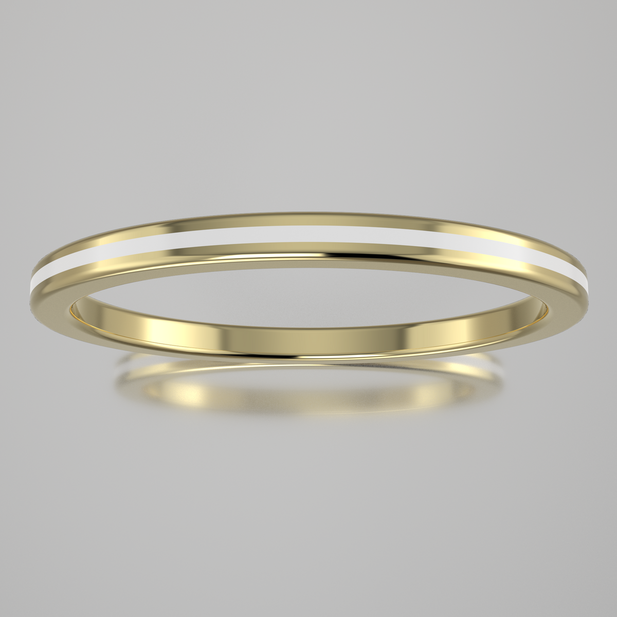 Polished Yellow Gold 1.5mm Stacking Ring White Resin